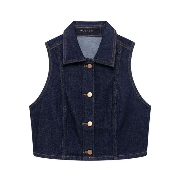 Women's Clothing Spring New Style Denim Vest With Belt Flared Jeans_mkmklike.com