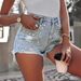 New Arrival Women's High Waisted Denim Shorts With Rhinestone Embellishment - Trendy Casual & Street Style_mkmklike.com