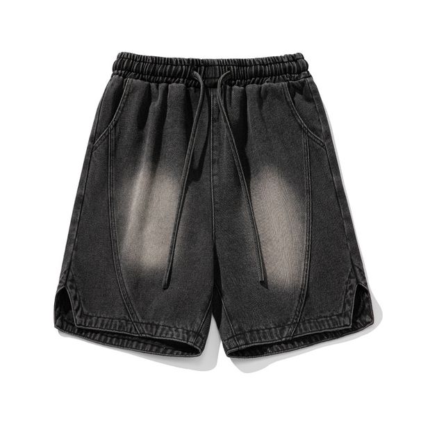Men's Distressed Denim Shorts Split Cut Design Summer Style American Retro Workwear Trendy Five-Point Pants_mkmklike.com