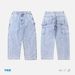 Men's Loose Fit Workwear Jeans Snowflake Wash Distressed Logging Casual Denim Pants Midweight Straight Mid Waist_mkmklike.com