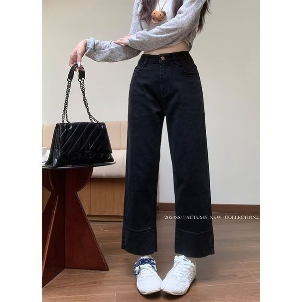 Light Blue Straight-leg Jeans Women, New Autumn Style, Suitable For Pear-shaped Body, Plus Size, High-waisted, Loose,_mkmklike.com