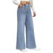 Women's Mid-Rise Casual Jeans Elastic Waist Drawstring Embroidered Bow Stretch Cotton Denim for Spring/Autumn & Summer_mkmklike.com