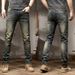 Men's Retro Stretch Denim Jeans Slim Fit Straight Leg Korean Style Casual Pants Black Gray Blue mid Waist Long Autumn Winter Trendy_mkmklike.com