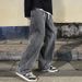 Men's Straight Leg Loose Jeans Drawstring Elastic Waist Casual Wide Leg Pants Spring Summer American Trendy Brand 2026_mkmklike.com