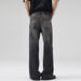 LKTM Men's Black Splatter Design Flared Jeans AC Style Casual Wide Leg Pants mid Waist Cotton Long Jeans Unisex_mkmklike.com