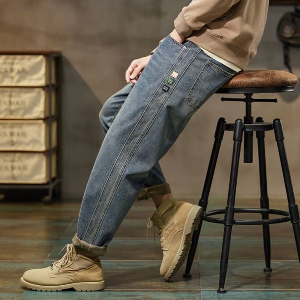 Loose Retro Blue Vintage Clothes Baggy Jeans Men Fit Harem Pants Wide Leg Fashion Pockets_mkmklike.com