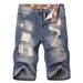 Men's Clothing Slim Fit Denim Shorts Mid-Length Summer Ripped Straight Leg Distressed Casual Pants_mkmklike.com
