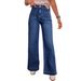 Jeans Women Wide Leg Pant Denim Long Pants Loose Casual Mom Jeans Button Pocket Y2k Elegant Straight Trousers Simple High Waist_mkmklike.com