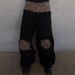 Men's Retro Leopard Print Patchwork Fake Two-Piece Jeans High Street Hip Hop Loose High Waist Wide Leg Casual Pants_mkmklike.com