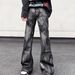 Men's Clothing High Street Hand Painted Dirty Wash Flared Jeans Men's Street Style Straight Trousers Cleanfit Pants_mkmklike.com