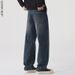 Men's High Street Washed Straight Leg Jeans – Vintage American Style Relaxed Fit Denim Pants (100% Cotton, Sand Wash)_mkmklike.com