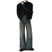 Korean INS Loose Jeans Men's And Women's Pleated Wide Washed Water Hanging Straight Leg Mop Pants, Trendy_mkmklike.com