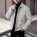 Cross-border Bestseller: European And American Men's Solid Color Lapel Patch Pocket Workwear-style Coat, Single-breasted_mkmklike.com