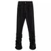 Pleated Elastic Black High-Waisted Jeans For Women, Spring New American High Street Style, Flared Washed Long Pants_mkmklike.com
