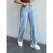 Women's American Straight Leg Jeans - Oversized High Waist Wide Leg Trousers For Summer_mkmklike.com