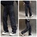 Men's Jeans Starry Sky Hotfix Rhinestone Washed Black Jeans_mkmklike.com