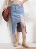 K Women's Half Skirt Denim Stretch Casual Distressed Simple Retro_mkmklike.com