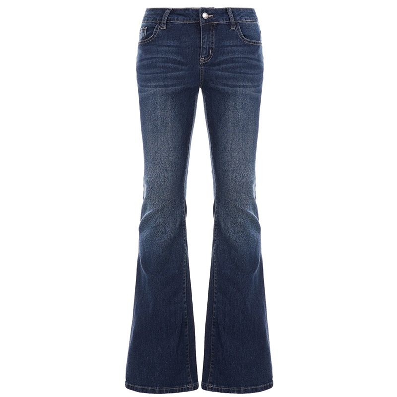 American Retro Vintage Hot Girl Bell-Bottom Versatile Stretch Low-Waist Slim-Fit Slimming Jeans Long Pants For_mkmklike.com