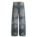 Unisex Retro Denim King Whiskered Texture Design Loose Straight Leg Jeans High Street Style Men's Clothing_mkmklike.com