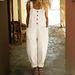 Retro Women's Distressed Loose Fitting Casual Denim Jumpsuit Adjustable Buckle Waist_mkmklike.com