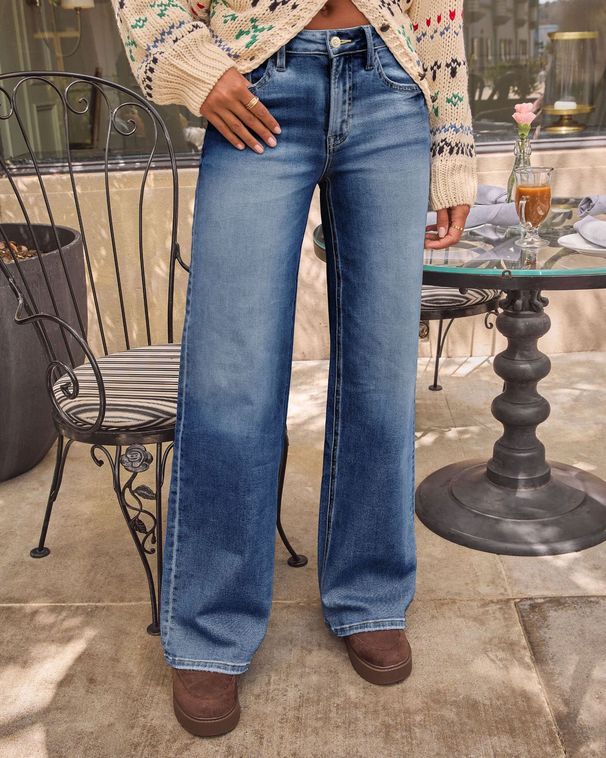 High-Waisted Relaxed Wide-Leg Jeans For Women – Vintage Washed Denim Pants (Dark Blue/Light Blue, S-XXL)_mkmklike.com