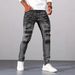 Men's Clothing Silver Grey Men's Stretchy Slim Fit Jeans Multi Craftsmanship Design Stylish Trousers_mkmklike.com