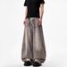 Streetwear Distressed Jeans Vintage Washed Gray Splatter Paint Denim Pants, Loose Straight Cut With Button Fly, Unisex High Street Fashion_mkmklike.com