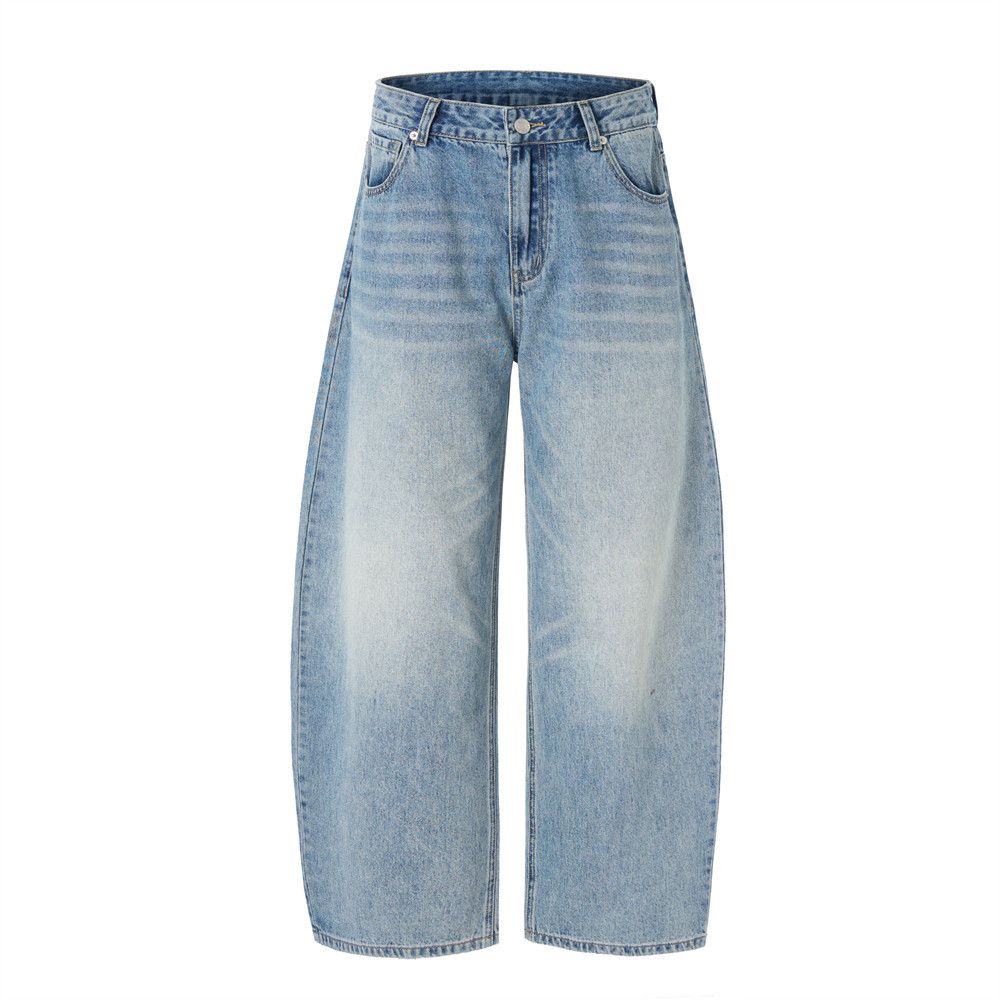 Punk Washed Vintage Wide-Leg Jeans Men's Scimitar Vibe Trendy Loose Fit Banana Pants_mkmklike.com