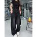 2026 New Plus Size Black Curved Cut Jeans Women, Slimming For Pear-Shaped Body, High-Waisted Wide-Leg Pants_mkmklike.com