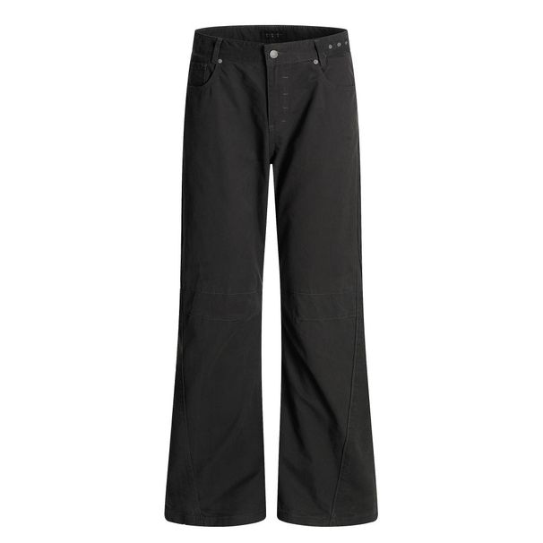 American Style Vibe Flared Jeans For Men Casual Design Sense Niche Solid Color Loose Wide Leg Pants_mkmklike.com