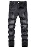 Men's Clothing Black Ripped Jeans Men's Slim Fit Ripped Jeans - Distressed Black Denim Pants With Mid-Rise Waist & Stretch Comfort For Streetwear_mkmklike.com