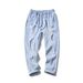 Men's Summer Thin Ripped Jeans Trendy Loose Straight Leg Mid-Waist Cropped Casual Trousers High Street Style_mkmklike.com