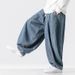 New Men's In Plus Size Japanese Retro Loose Haren Straight Hong Kong Style Wide Leg Denim Lantern Pants_mkmklike.com