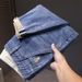 Summer Trendy Jeans Men's Washed Elastic Waist Thin Ice Silk Jeans Men's Fat Large Size Denim Trousers Men_mkmklike.com