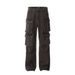 Trendy Brand Functional Multi-Pocket Cargo Tactical Men's Design Sense Niche Loose Personality Straight-Leg Denim Long_mkmklike.com