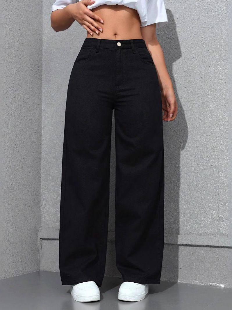 Women's High Waist Straight Leg Jeans - Soft Washed Denim Pants With Relaxed Fit, Comfortable & Flattering For Casual & Office Wear_mkmklike.com