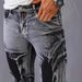 Premium Stretch Slim Fit Men's Jeans - Black Grey Distressed Denim Pants With Straight Leg & Mid Rise For Casual Wear_mkmklike.com