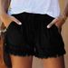 Women's Clothing Elastic Waist Drawstring Casual High Waist Slimming Denim Shorts_mkmklike.com