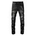 New Jeans Men Fashion Trend Daily Casual Black Paint Hole Straight Leg P Hip Hop Elastic Skinny Ripped Jeans Brand_mkmklike.com