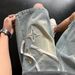 Men's Embroidered Denim Shorts Summer Style Elastic Waist Five Point High Street Casual Wear Mid Length Trendy Brand Riding Breeches_mkmklike.com