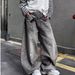 Men's Trendy Cool Versatile Casual Wide Leg Jeans Black Gray Washed Paint Splatter Loose Fit American Retro Style_mkmklike.com