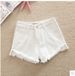 Korean 2025 Summer New Style High-Waisted Slimming Denim Shorts With Fringe And Wide Legs For Women_mkmklike.com