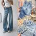 Women's High Waist Rhinestone Embellished Flared Jeans - Trendy Wide Leg Floor-Length Denim Pants For Glamorous Street Style_mkmklike.com