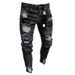 In Stock Cross-Border New Wish European And American Men's Skinny Jeans Ripped Badge Small Foot Pants_mkmklike.com