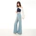 Early Spring Style Loose-fitting, Non-tight-fitting Light-colored Women's Jeans With A Slight Flare, High-waisted,_mkmklike.com
