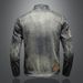 Loom Cross-Border Foreign Trade American Flag Men Spring And Autumn Style Personality Stand Collar Zipper Denim Top Jacket_mkmklike.com
