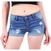 Women's Clothing Ripped Hot Pants Trend White Hem Elastic High Waist Tight Denim Shorts Hot Pants_mkmklike.com