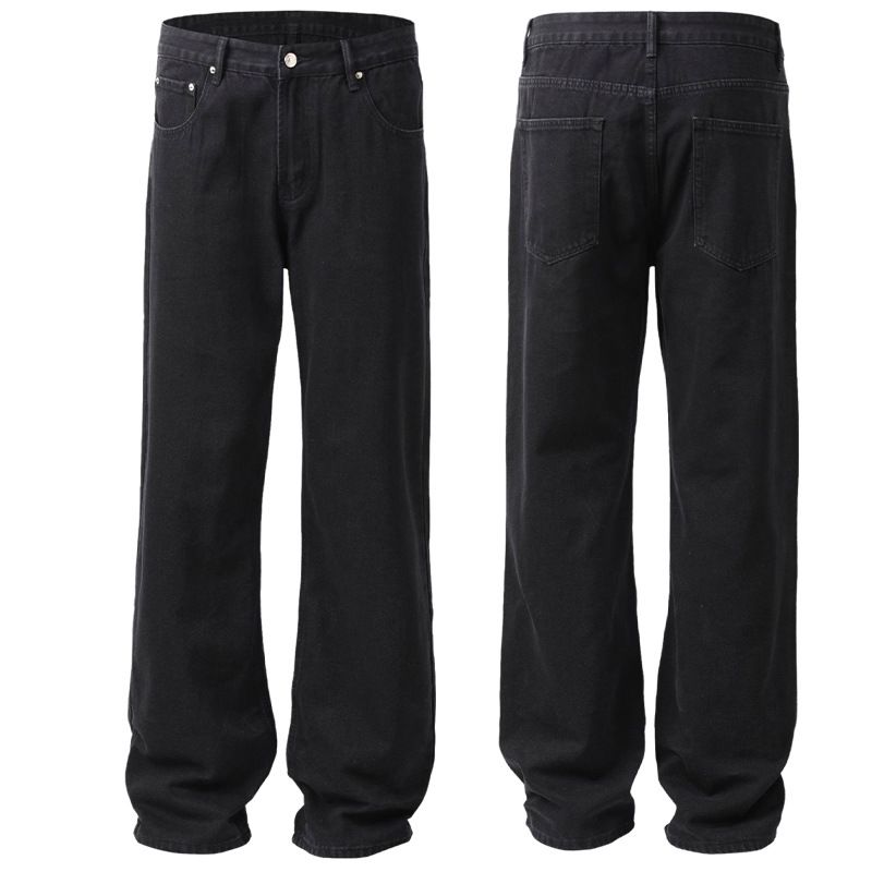 Men's Clothing Autumn New American Style Black Jeans Men's Cleanfit Trendy Loose Straight Leg Pants_mkmklike.com