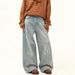 Vintage Washed Distressed Denim Jeans For Men & Women – Relaxed Fit Straight Leg Wide Trousers With Comfortable Stretch_mkmklike.com