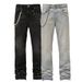 Laike Men's Rhinestone Embellished Stretch Denim Jeans, Straight Leg Casual Pants For Streetwear Fashion_mkmklike.com